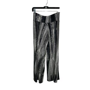 Clara Sun Woo Metallic Striped Abstract Wide Leg Palazzo Pants Size M Statement